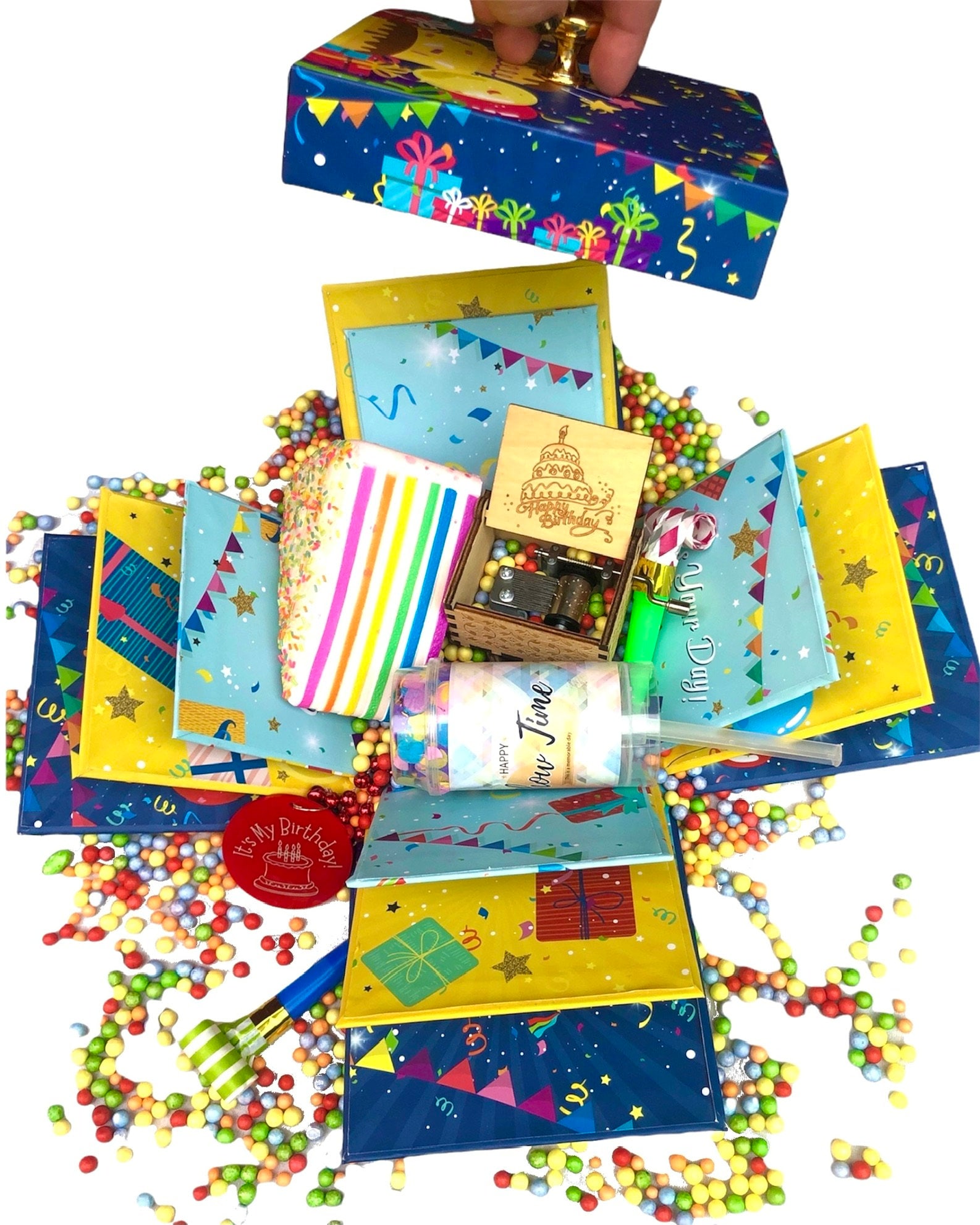 SQUARE DUCK Birthday surprise Cake Explosion Box Exploding Box kit caja  sorpresa explosion gift box Birthday surprise box creative explosion box