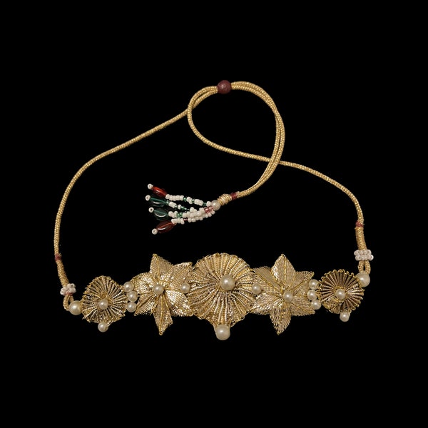 Golden Gota Patti Choker Necklace with pearls | Haldi Jewelry | Mehndi/Mayun Jewelry | Pakistani Jewelry | Gota Jewelry | Wedding Jewelry