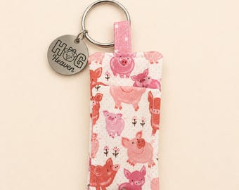 Hog Heaven Pig Lover Lip Balm Holder Keychain