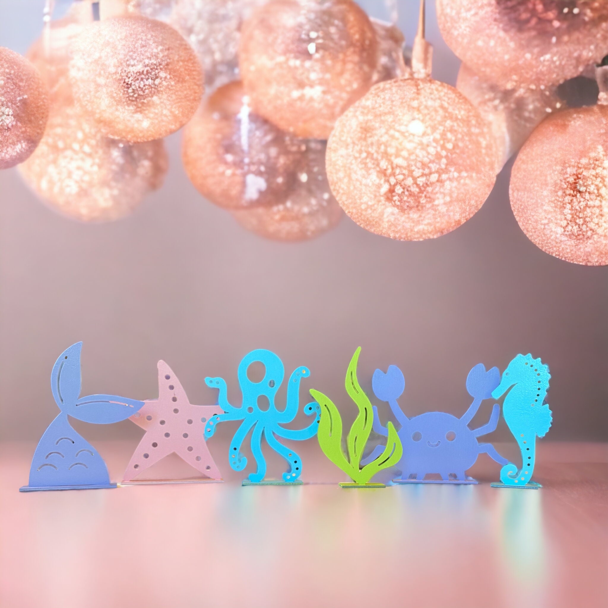 Under the sea party table toppers sea theme center pieces painted wood centerpieces for mermaid theme party
