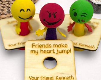 Jump Toy Valentine Gift, Wooden Valentine Tags, Non-Candy Classroom Favor