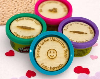 Play-Doh Valentine Gift, Wooden Valentine Tags, Non-Candy Classroom Favor