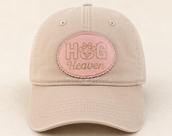 Hog Heaven Pig Lover Leather Patch Hat on a Richardson Soft Style Hat
