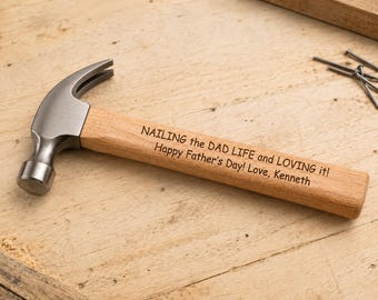 Personalized Engraved Wood Handle Hammer Gift for Dad