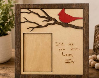 Personalized Cardinal Memorial Frame with Handwriting or Custom Quote
