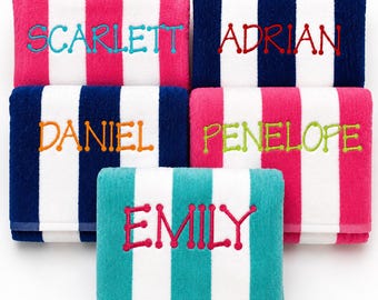 Personalized Embroidered Cabana Striped Beach Towel for Kids