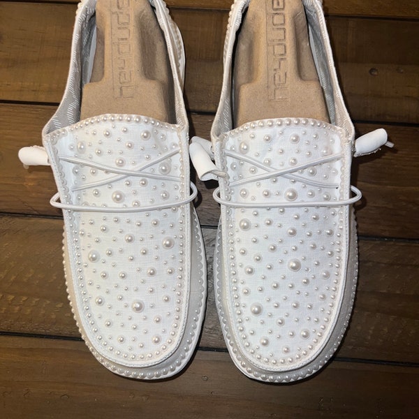 Custom Wedding/Pearl Dude Shoes(larger pearls)-Great custom gifts, Bridal shower gift, Anniversary gift, Christmas Gift, Gift for her & more