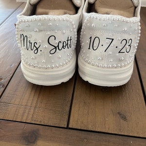 Custom Wedding/Pearl Dude Shoes smaller pearls Perfect Bridal shower gift, Anniversary gift, Christmas Gift, Gift for her, and more image 6