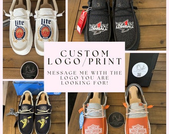Custom Logo Dude Shoes - Perfect gift for him, Groom Gift, Fathers day gift, Christmas gift, birthday gift, anniversary gift for him, & more