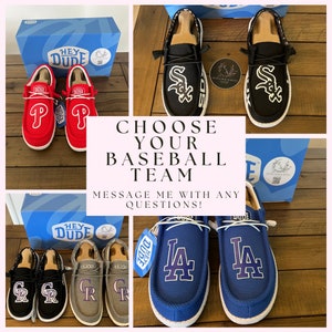 Baseball logo HeyDude Shoes- You Choose! These are perfect for  Christmas gift, birthday gift, graduation gift, anniversary gifts & more!