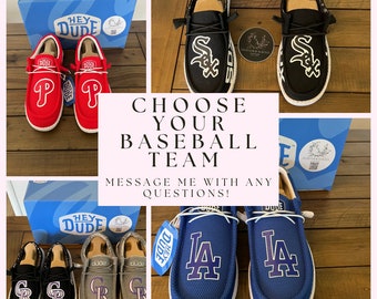 Baseball logo HeyDude Shoes- You Choose! These are perfect for  Christmas gift, birthday gift, graduation gift, anniversary gifts & more!