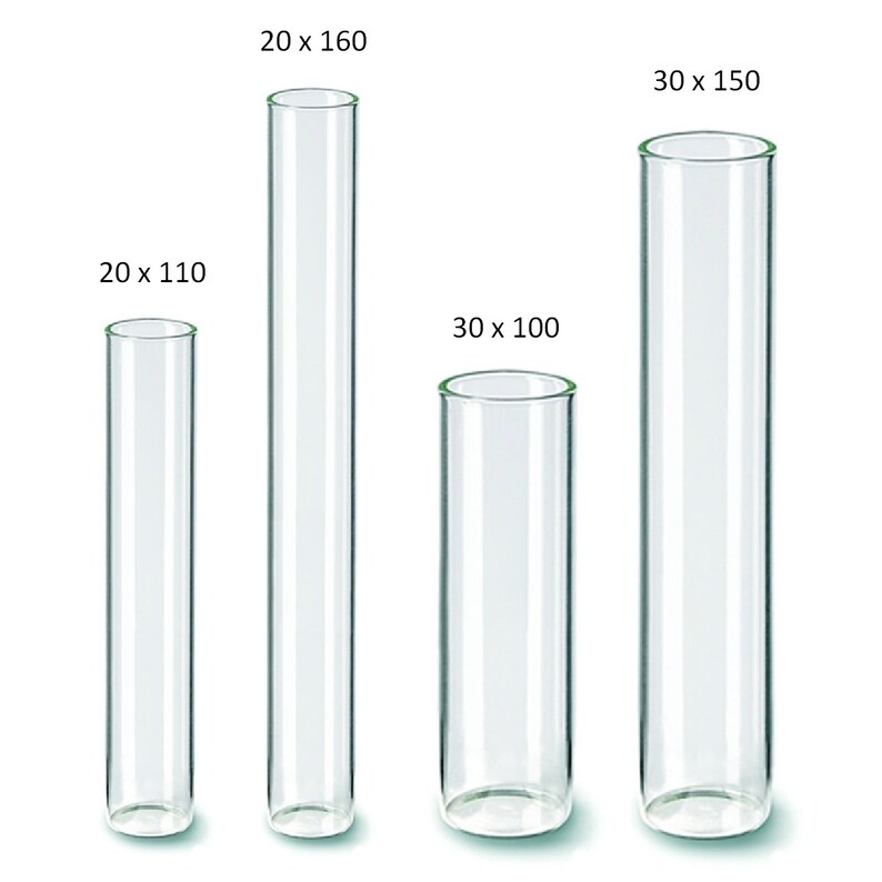 Test tubes with flat bottom, various sizes, glass, set of 5 image 1