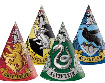 Harry Potter Party Hats Pack of 6 Houses of Hogwarts Birthday Decorations