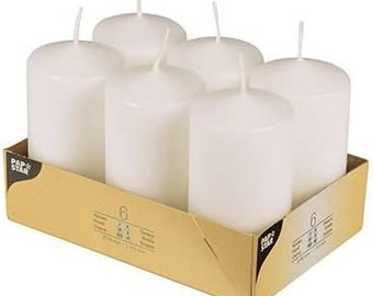 Pillar candles, 12cmx6cm, pack of 6, long burning time, wedding birthday