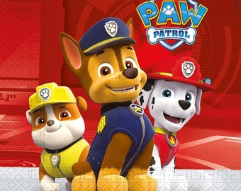 Servietten Paw Patrol, Chase & Marshall, 20 Stück, 33x33cm