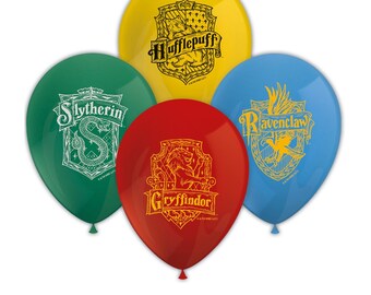 Luftballons Harry Potter Hogwarts Häuser, 8 Stück, verschiedene Farben, 30cm, Geburtstagsdeko