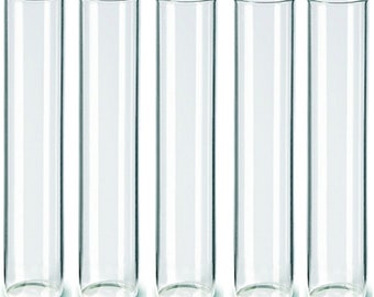 Lot de 5 tubes à essai en verre avec fond plat - Différentes tailles (20 mm  x 110 mm)