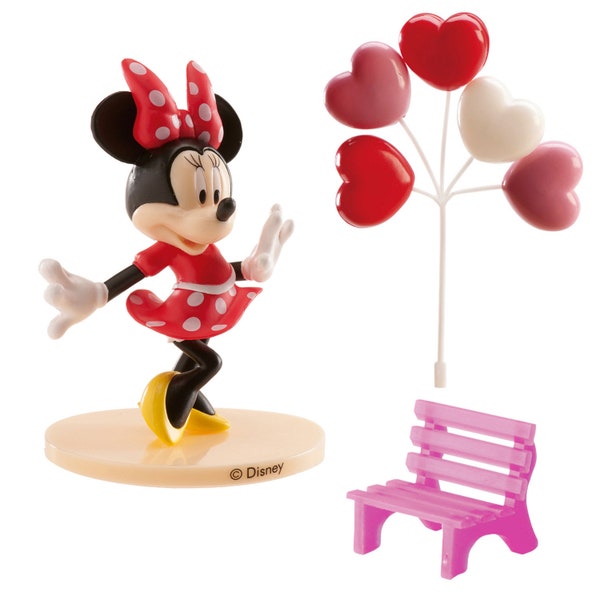 Tortenfigur Set Disney Minnie Mouse zum Geburtstag als Tortendeko, 3-teilig