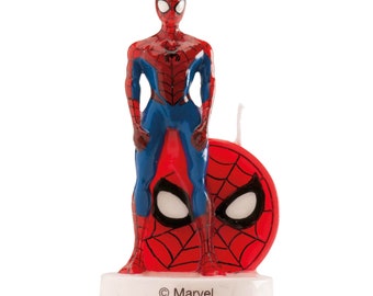 Geburtstagskerzen Set Spiderman mit Figur 9cm und runder Kerze zum Geburtstag