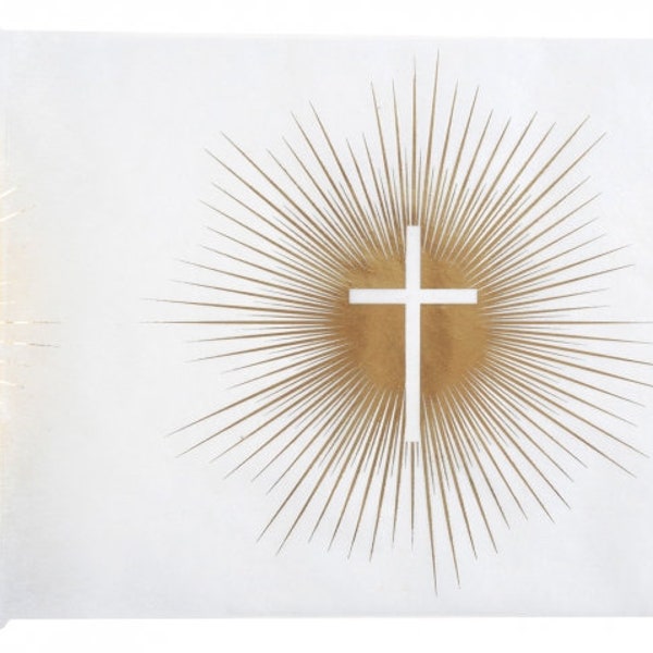 Tischläufer mit Kreuz, gold, 30cm x 5m, zur Kommunion / Konfirmation