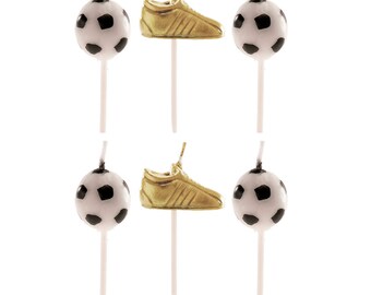 Birthday candles Football World Cup, 6 pieces, 2x Golden Shoe, 4x football, children's birthday