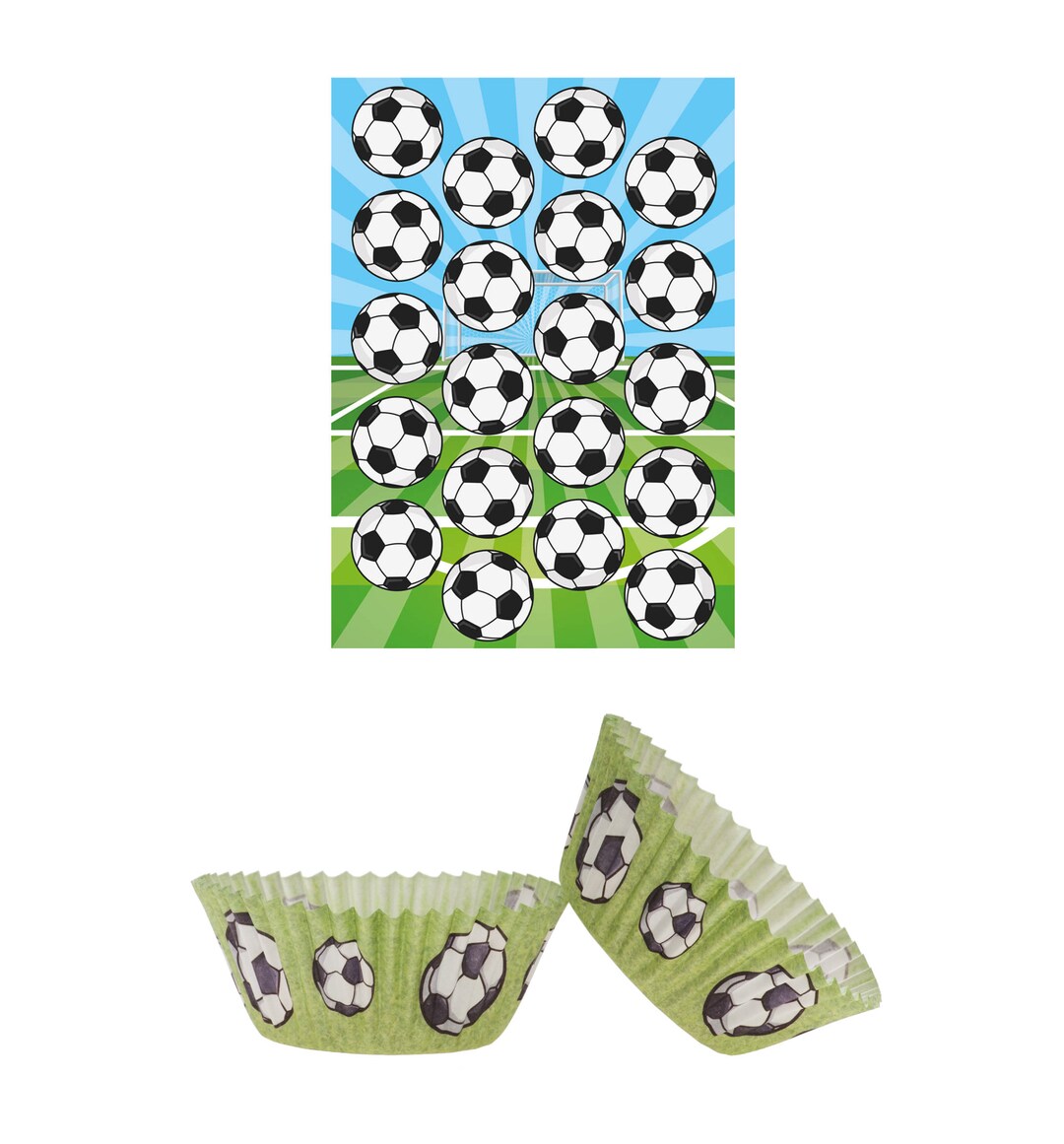 2er Set Fußball 20x Essbare Muffinaufleger Muffinschalen Tortendeko ...