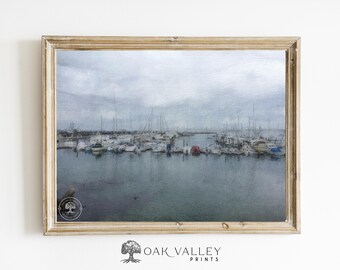 DRUCKBAR | Monterey, Kalifornien - Marina Kunstdruck - Segelboot Kunstdruck - Stimmungsvolle Küstenwandkunst - Stimmungsvolles Wohndekor