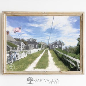 Nantucket American Flag Art Print: Coastal New England Americana