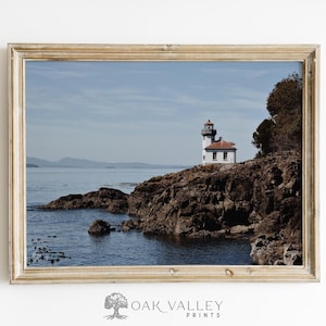 Lime Kiln State Park Lighthouse, San Juan Island, Washington - PNW - moody wall art, lighthouse photography - summer print - Salish Sea