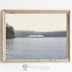PRINTABLE | Washington ferry art - San Juan Islands - Salish Sea - Whidbey Island - Friday Harbor - ferry art print - moody art print - PNW