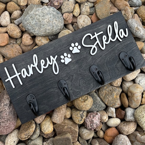 Personalized Dog Leash Holder Custom Dog Leash Holder Wood Etsy