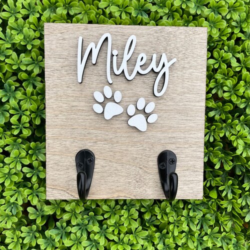 Custom Dog Leash Holder Personalized Dog Leash Holder Wood Etsy