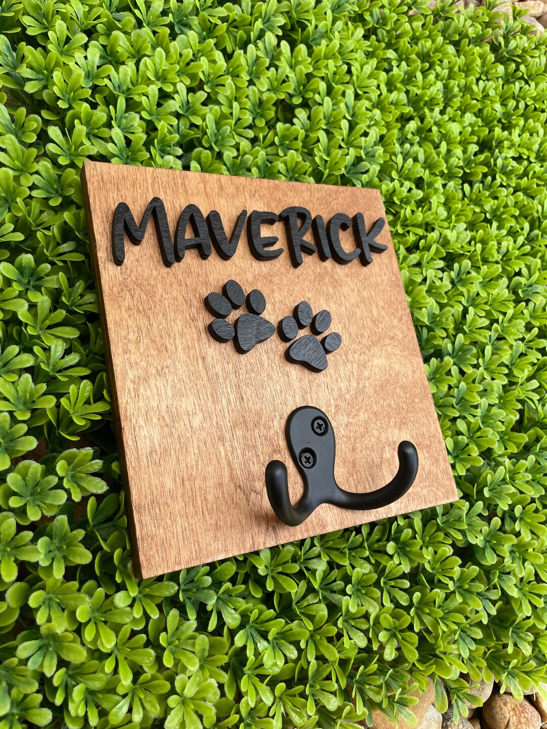 Personalized Dog Leash Holder Custom Dog Leash Holder Wood Leash Holder