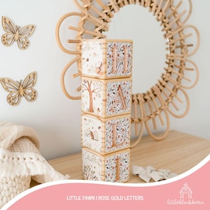 Personalised Baby Name Blocks, Baby Blocks, Blocks with Letters, Timber Blocks, Personalised Baby Gift, Baby Deer, Little Fawn
