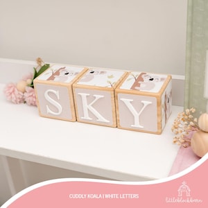 Personalised Baby Name Blocks, Australian Baby Gift, Wooden Name Blocks, Personalised Baby, Nursery Decor, Blocks with Letters, Cuddly Koala