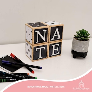 Personalised Baby Name Blocks, Black and White Baby, Baby Blocks, Nursery Blocks, Letter Blocks, Wooden Blocks, Monochrome Magic