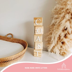 Personalised Baby Name Blocks, Raw Timber Blocks, Neutral Blocks, Neutral Nursery, Gender Neutral Baby Gift, Wooden Blocks, Nudie Rudie