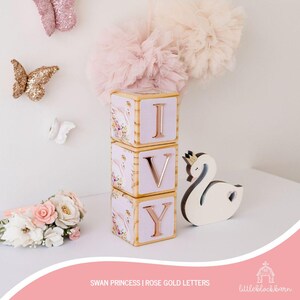 Personalised Baby Name Blocks, Baby Girl Nursery, Pink Nursery, Baby Blocks, Wooden Blocks, Blocks with Letters, Baby Gift, Swan Princess
