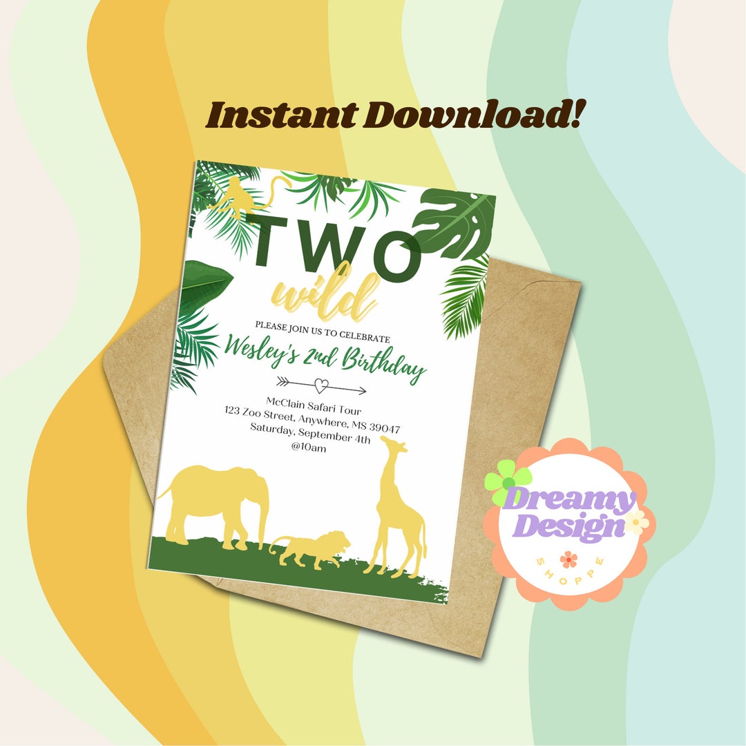 Two Wild Party Invitation Etsy