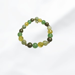 Dinara - Stretchable Bracelet, Wealth and Abundance, Daily, Unisex, Pyrite, Aventurine, Citrine, Jade, Authentic Stones