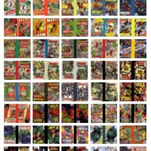 May include: A collection of Marvel Comics Mini Covers, arranged in a grid. The covers feature various comic book art styles and colors, with titles and characters from the Marvel universe. The text "Marvel Comics Mini Covers" is at the top.
