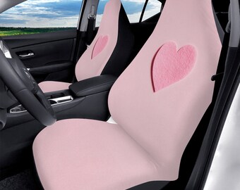 Pink Love Heart Car Seat Covers - Pink Vehicle Seat Covers for Car for Women - Suitable for all vehicle makes. Perfect Gift for her new car!