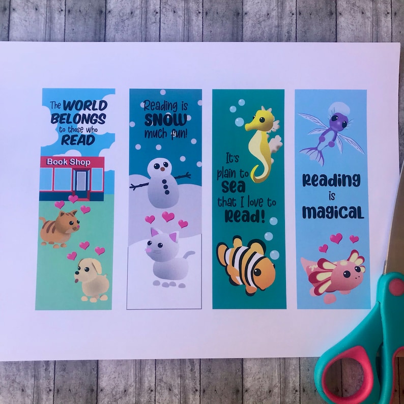Printable Adopt Me Bookmarks Roblox Kids Pets Instant Etsy