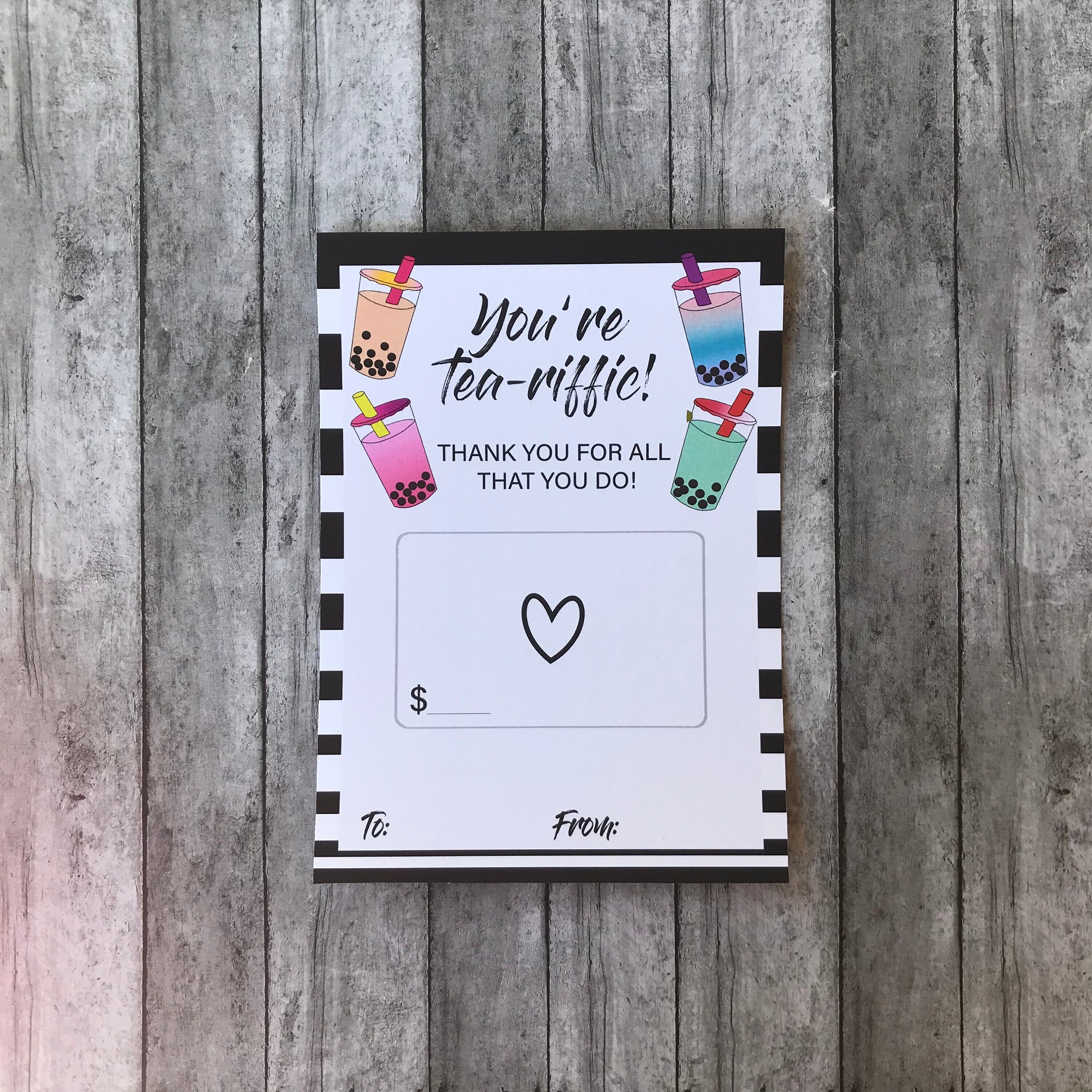 Boba Gift Cards Printable Cards