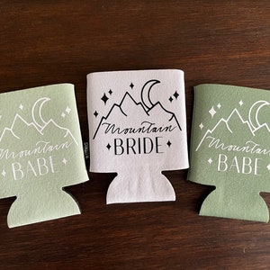 Mountain Bride Bachelorette Regular Can Koozies, Mountain Babes, Boho Mountain Koozies, Bachelorette Koozies, Boho Koozies