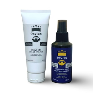 Oxylux Shaving Essential, Shave Gel and Aftershave Spray, Natural Shaving products, Shave protection, Gift for Men, 1 each 100ml (2 Packs)