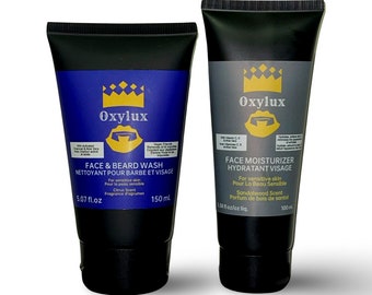 Men's Face & Beard Wash with Sandalwood Moisturizer: Citrus Scented Grooming Set