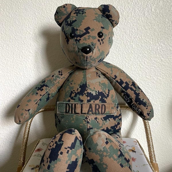 Uniform Bear, Keepsake Bear, Memory Bear, Military, Handmade Gift, Marine Corps, Army, Navy, National Guard, Military doll hero, daddy doll