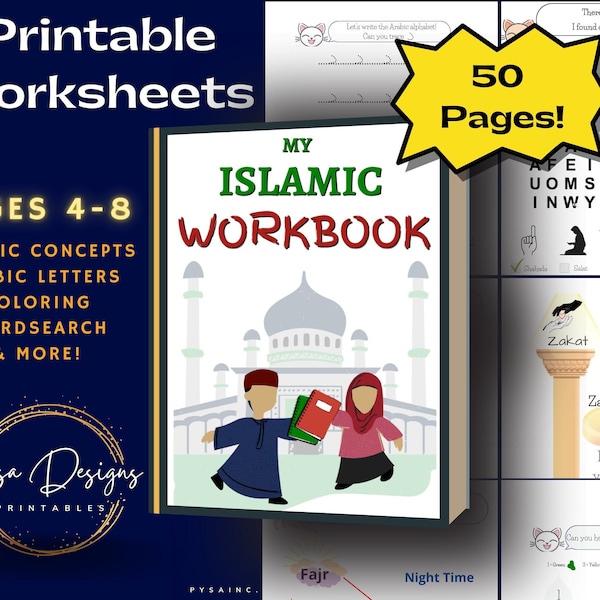 Islamic Printable Worksheets l Ramadan Worksheets l Muslim Kids Workbook