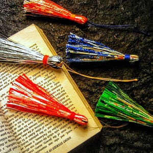 Recycled plastic tassels, Sommer farbe quaste, Kunststoff ornament, Eco freundliche Quaste, Quaste schmückt, Frauen bunt recycelt, Helle Ornamente